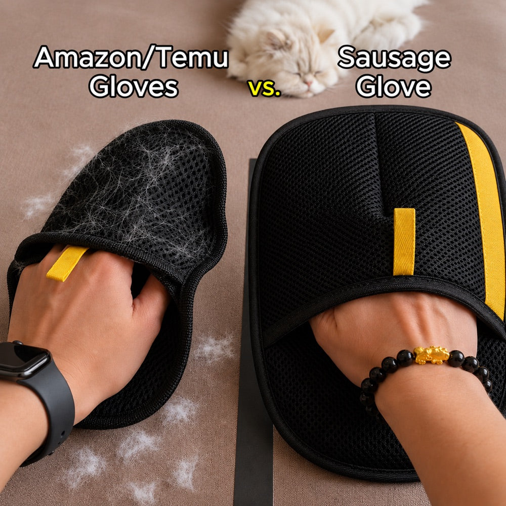 Cheap Amazon and Temu pet gloves versus the Sausage Glove